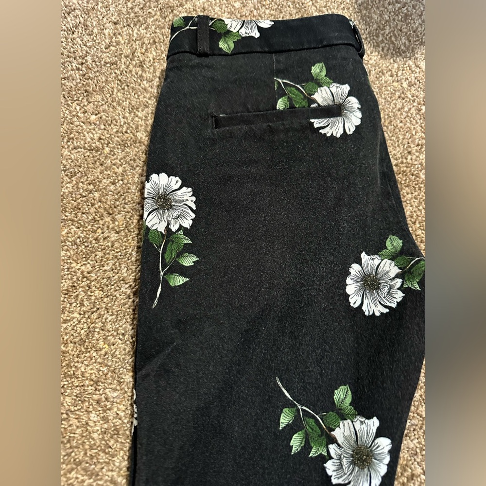 Banana Republic Floral Black Women's trousers/ dress pants size 2 petite - Picture 4 of 15